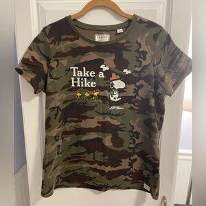 LL Bean X Peanuts Collab Graphic Tshirt Men M Take A Hike Forest Camo Cartoon